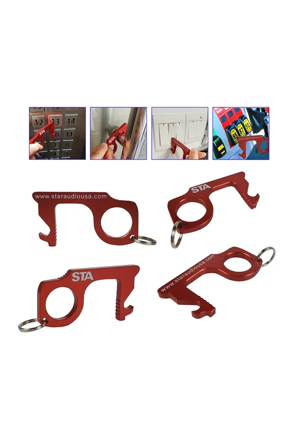 - 4Pcs Touchless Portable Key Door Opener Handheld Keychain Contactless Keychain