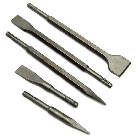 FABLE- 5 Pcs Sds Plus Rotary Hammer Bit Punch Chisel Fits Bosch Hilti Point Flat Set