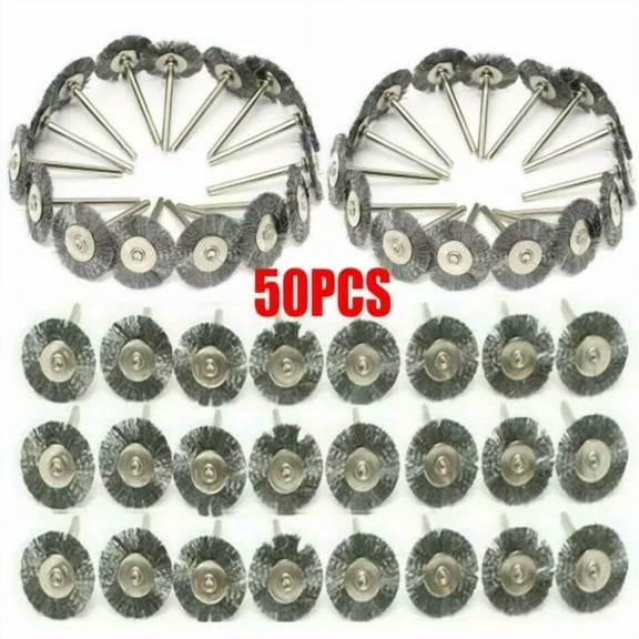 FABLE- 50Pc Stainless Steel Wire Brush Fit Dremel Rotary Tool Die Grinder Removal Wheel