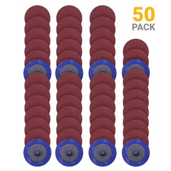 FABLE- 50Pcs 2 In 240 Grit Abrasive Roll Lock Quick Change Sanding Disc For Die Grinder