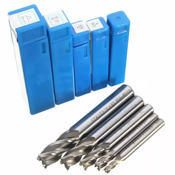 FABLE- 5Pc/Set Hss Cnc Straight Shank 4 Flute End Mill Cutter Drill Bit 4/6/8/10/12Mm##