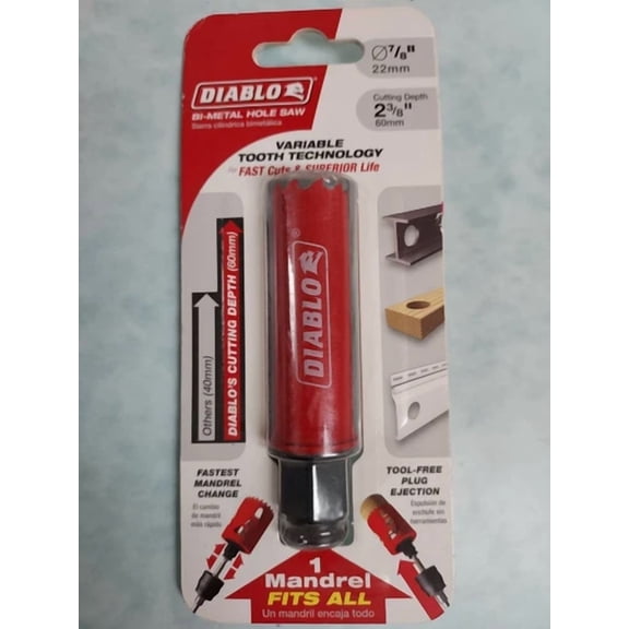 FABLE- 7/8 In. Bi-Metal Hole Saw With 2-3/8 In. Cutting Depth Dhs0875