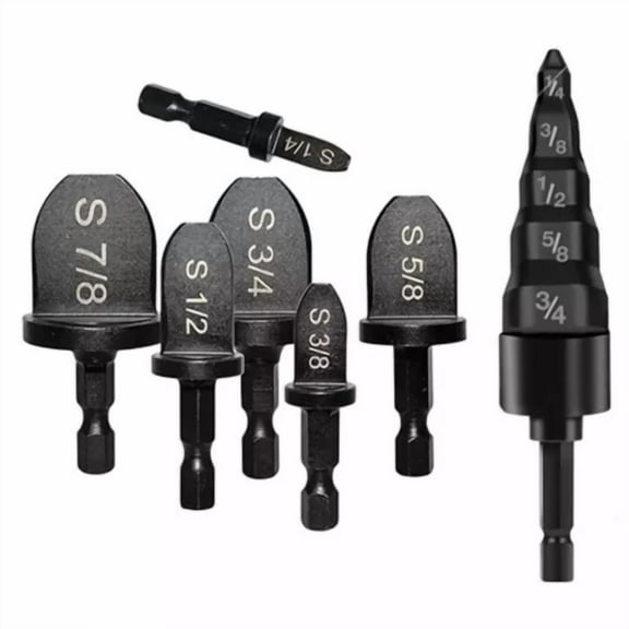 FABLE- 7X Swaging Tool Drill Bit Set Hvac Repair Tool Copper Pipe Flaring Tube Expander