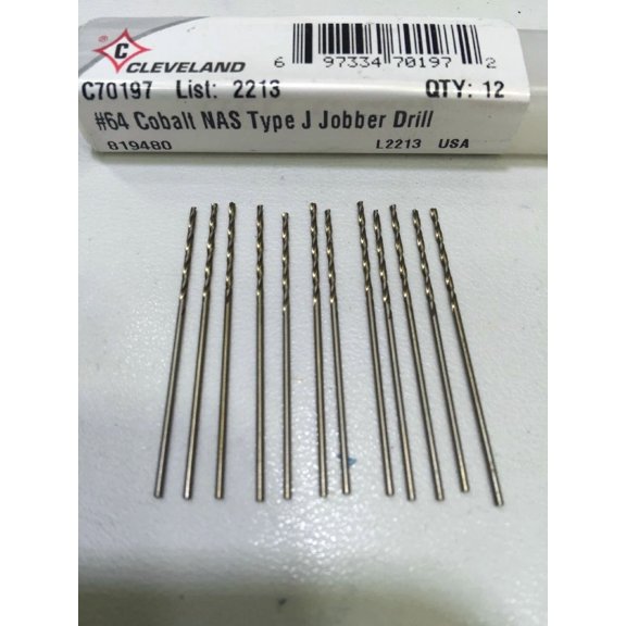 FABLE- Cleveland #64 Cobalt Nas Type J Jobber Drill Qty 12. Made In Usa