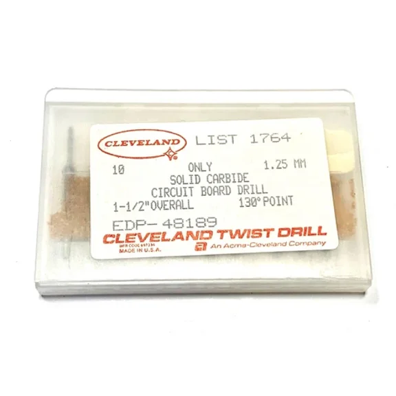 FABLE- Cleveland Twist 1.25Mm Solid Carbide Circuit Board Drills Usa Made 10 Pack