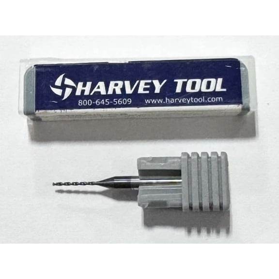 FABLE- Harvey Tool 0.033" Solid Carbide Drill 1/8" Shank Altin 2 Flute 130 Deg Point