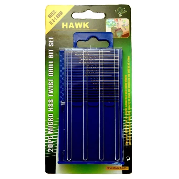 FABLE- Hawk ( Tj6180 ) 20 Pc Mini Hss Drill Bits Crafts Hobby Electronics Jewelry