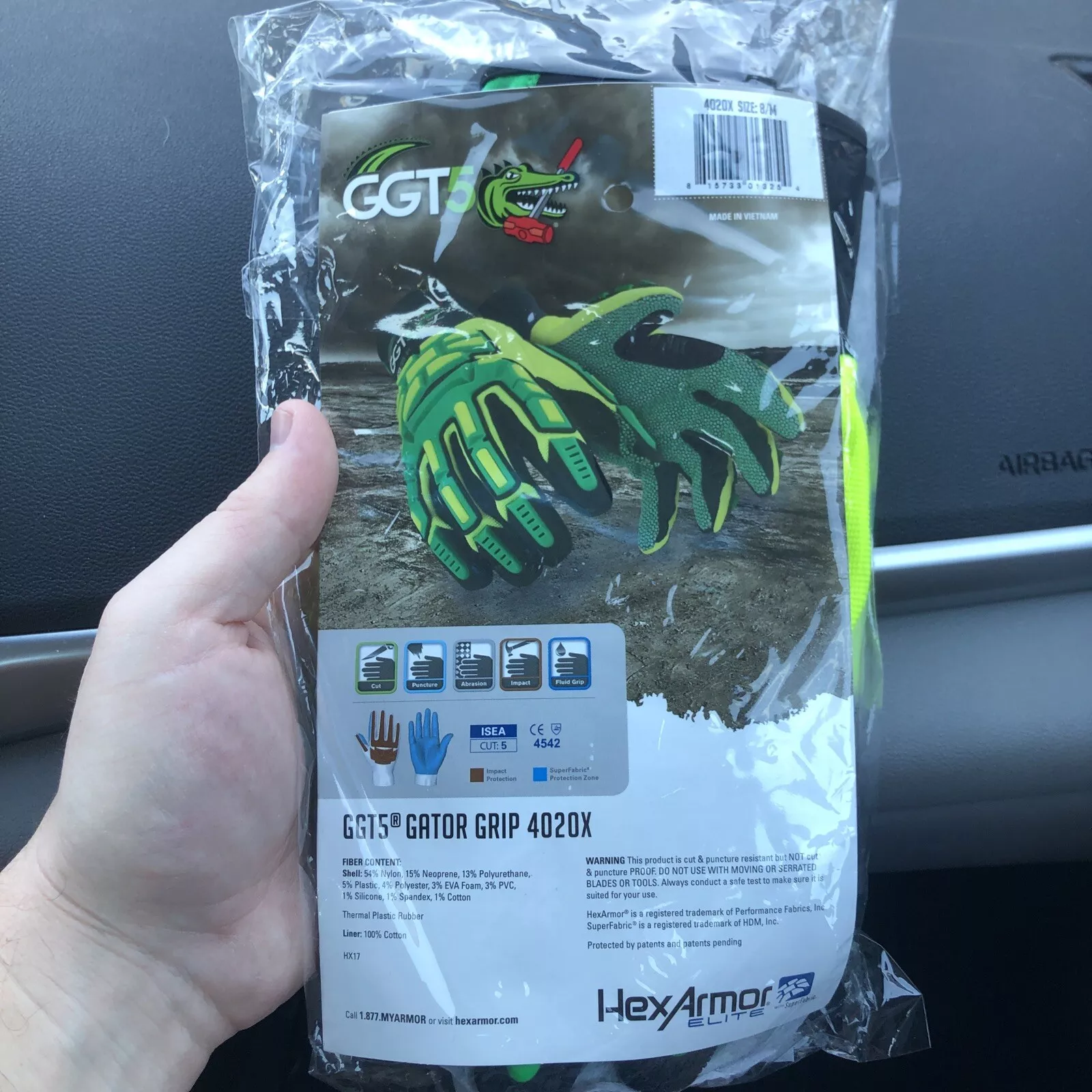 FABLE- Hexarmor Ggt5 Gator Grip 4020X Gloves Size 8 Medium Impact/Cut Resistant