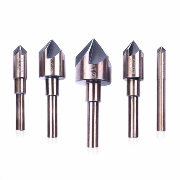 FABLE- Pack 5 82 Degree 5 Flutes Countersink Drill Bit Set Chamfering Cutter Device