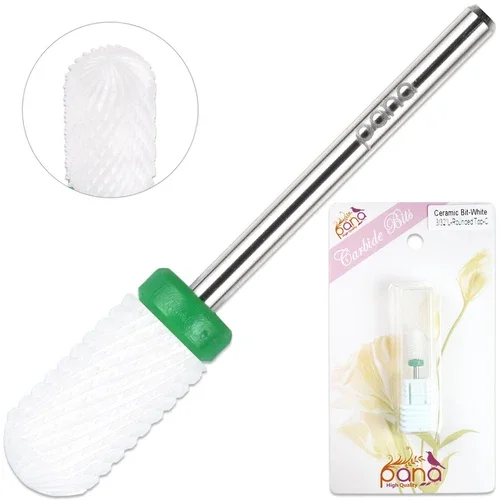 FABLE- Professional Usa Ceramic White Round Top Large Barrel Bit Nail Drill Coarse Grit