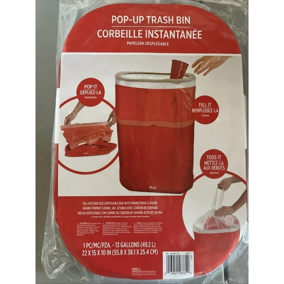 FABLE- Red Pop Up Trash Bin Theme Party Decoration Fling Bin Trash Can