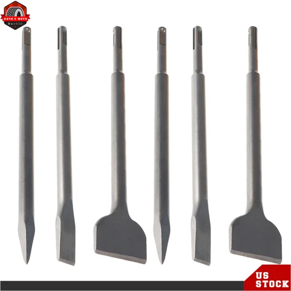 FABLE- Sds Plus Chisel Set Concrete Drill Bit Set Rotary Hammer Bits 6 Pcs New