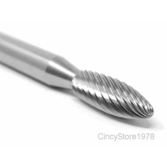 FABLE- Sh1S Flame Shape Tungsten Carbide Burr Bur Cutting Tool Die Grinder Bit 1/4" New