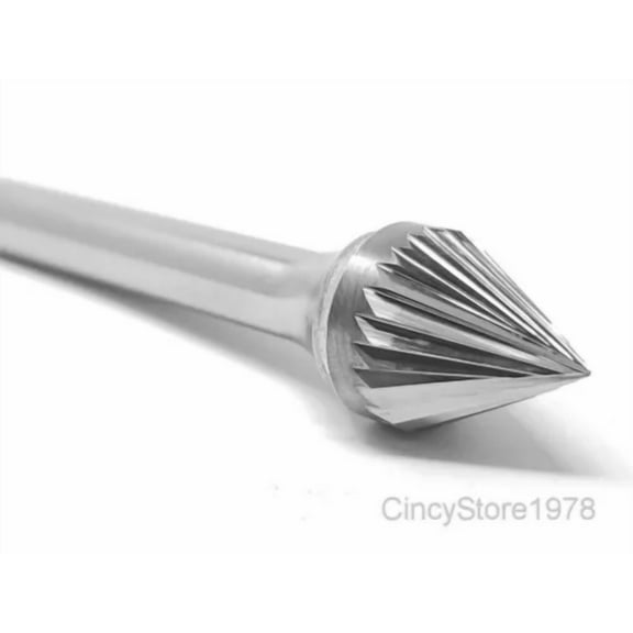 FABLE- Sj5S Cone 60 Degree 1/2" Carbide Burr Bur Tool Die Grinder Bit 1/4" Countersink
