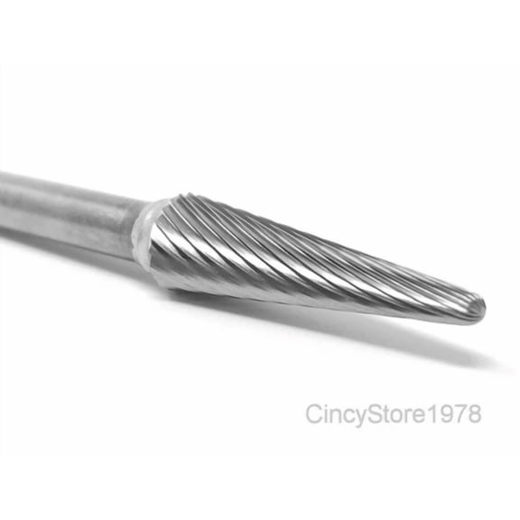 FABLE- Sl3S 14 Degree Taper Radius Carbide Burr Bur Cutting Tool Die Grinder Bit 1/4"