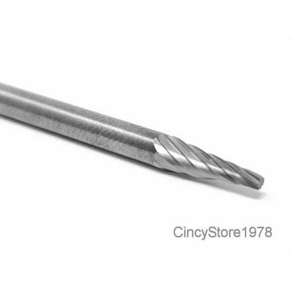FABLE- Sm41S Cone Shape Solid Carbide Burr Bur Cutting Tool Die Grinder Bit 1/8"