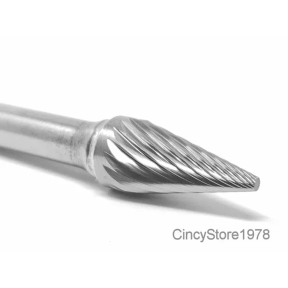 FABLE- Sm4S Pointed Cone Shape Carbide Burr Bur Cutting Tool Die Grinder Bit 1/4" New