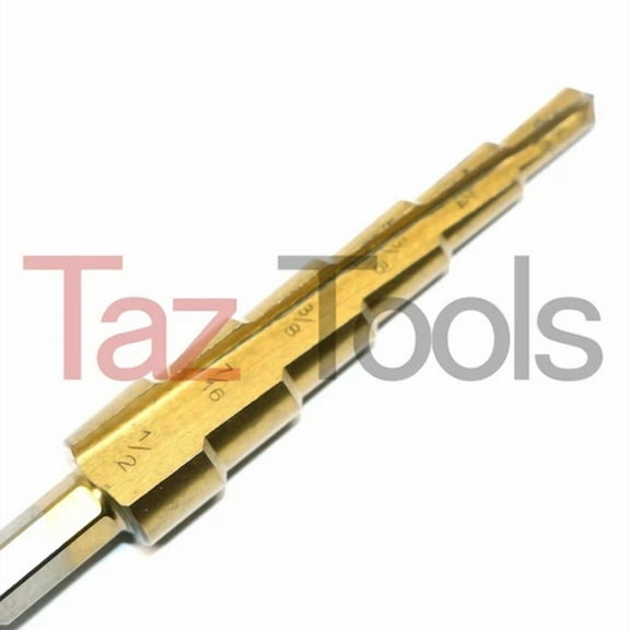 FABLE- Step Drill Bit 3/16''- 1/2'' Titanium Hss M2 6 Sizes Industrial Reamer Drilling