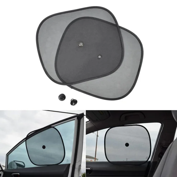 FABLE- Suction Cups Side Mesh Window Sun Shades Foldable Light Uv Blockers - 2 Piece