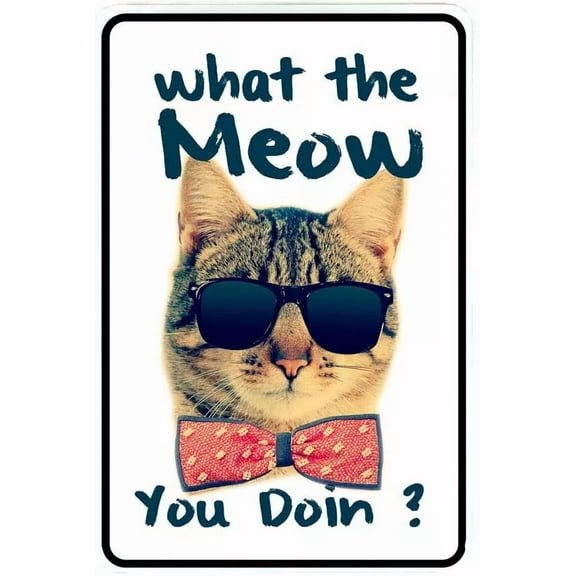 FABLE- What The Meow You Doin Sign Metal Funny Man Cave House Decor D50