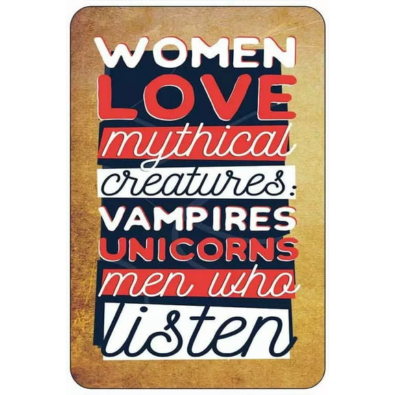 FABLE- Women Love Mythical Creatures Sign Metal Funny Man Cave House Decor B1095
