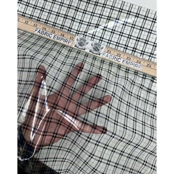 FABRIC EMPIRE TRANSPARENT Vinyl TPU Plaid Print Waterproof .15mm Flexible Clear plastic/54"W/ Sold By Continuous Yard- for Luggages, Garments, Raincoats