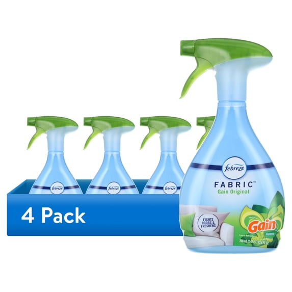 (4 pack) Febreze Fabric Spray Air Freshener, Odor-Fighting Fabric Refresher, Gain, 23.6 fl oz