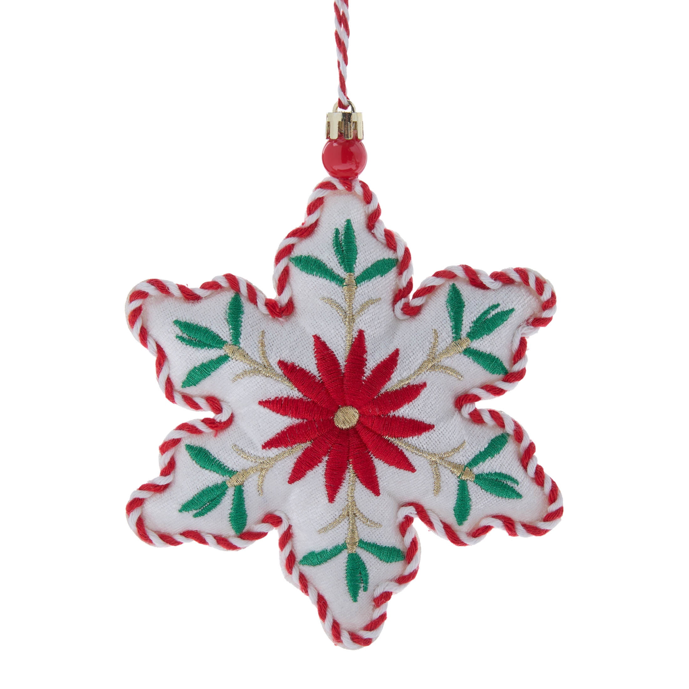 Multicolor Fabric Poinsettia Snowflake Christmas Ornament, 6.5", by Holiday Time