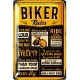 thumbnail image 1 of FABSURE Biker Rules Metal Sign, Motorcycle Wall Decor for Home Bedrooms Kitchen Bars Pubs Garages Gardens 8x12 Inch, 1 of 7