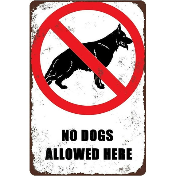 FABSURE Funny Vintage Tin Sign, NO DOGS ALLOWED HERE Tin Metal Sign Vintage Frameless Warning Poster Pet Art Decoration Yard Farm Outdoor 8x12 Inch