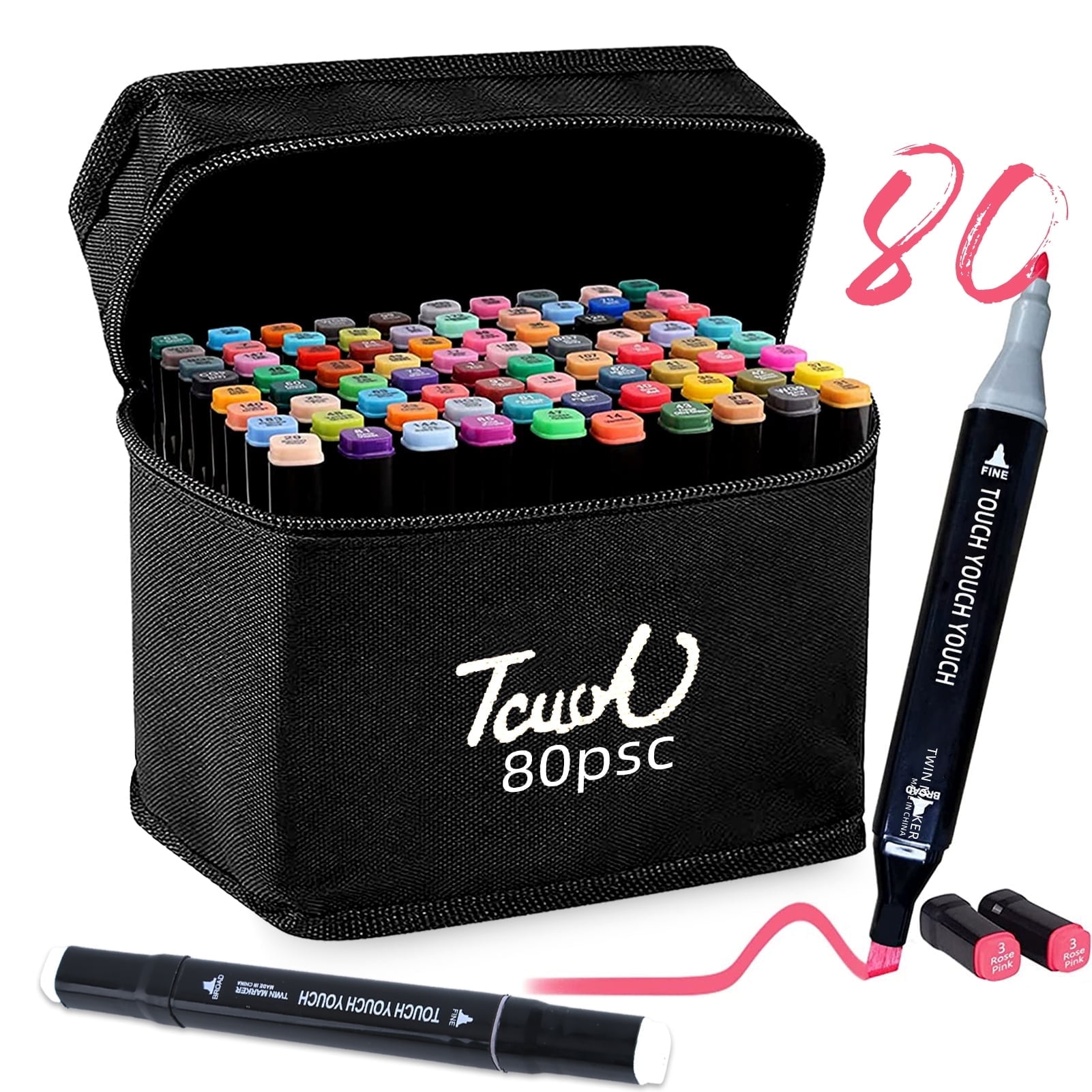 FABULAS 80 Colors Alcohol Markers Brush Tip Dual Tip Permanent