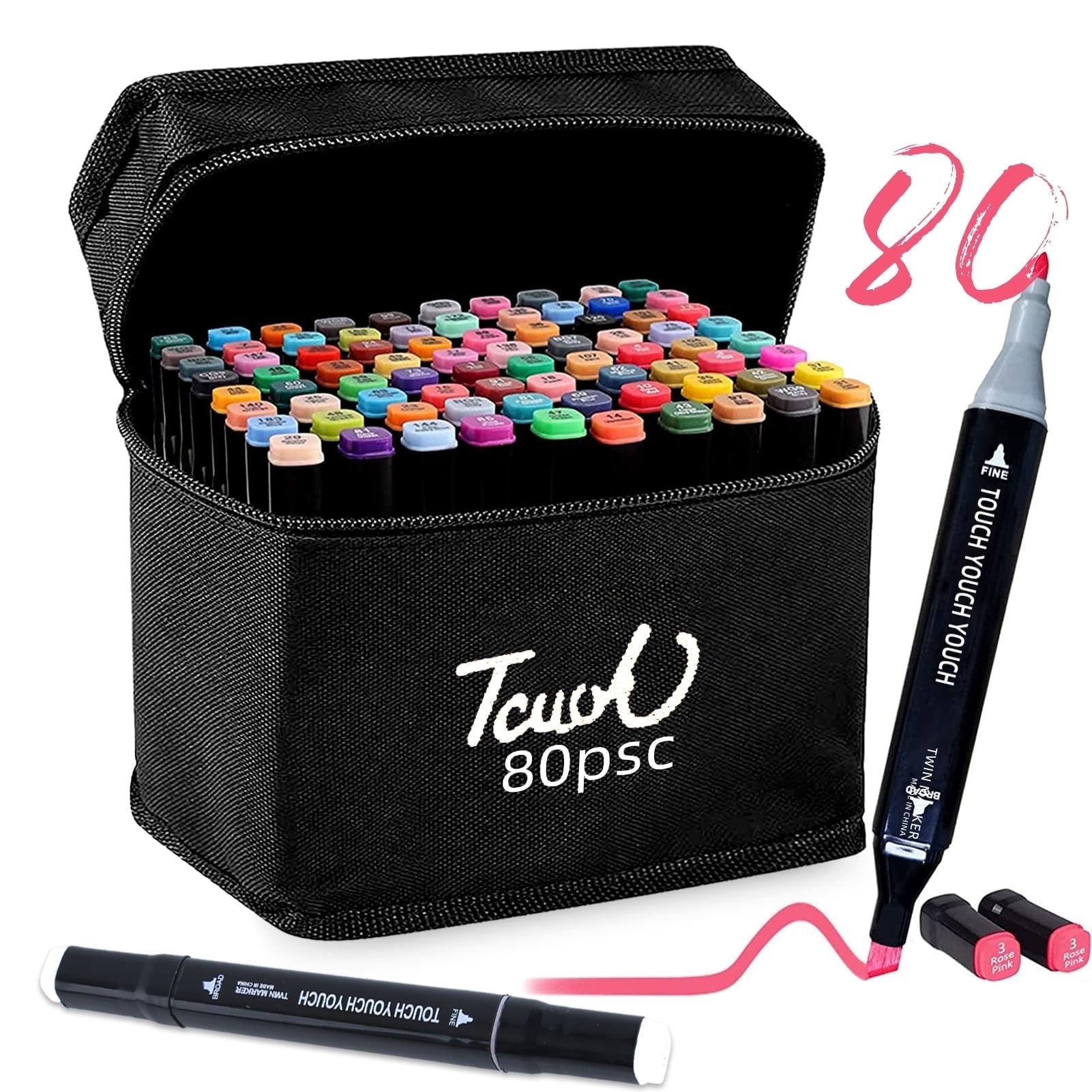 FABULAS Alcohol Markers Set, 80 Colors & 1 Blender, Dual Tip with Case, Kids & Adults