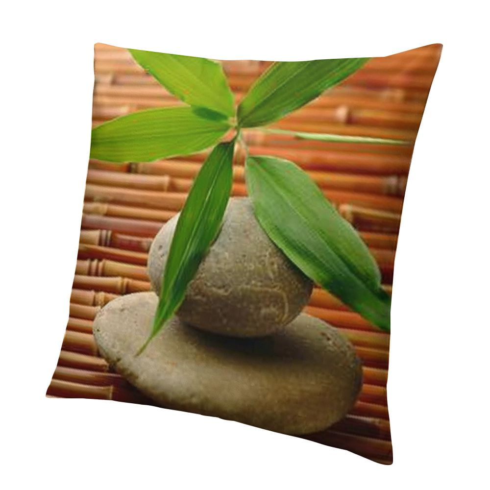FACANNAP Bamboo Leaf Short Plush Pillowcase Living Room Bedroom Outdoor