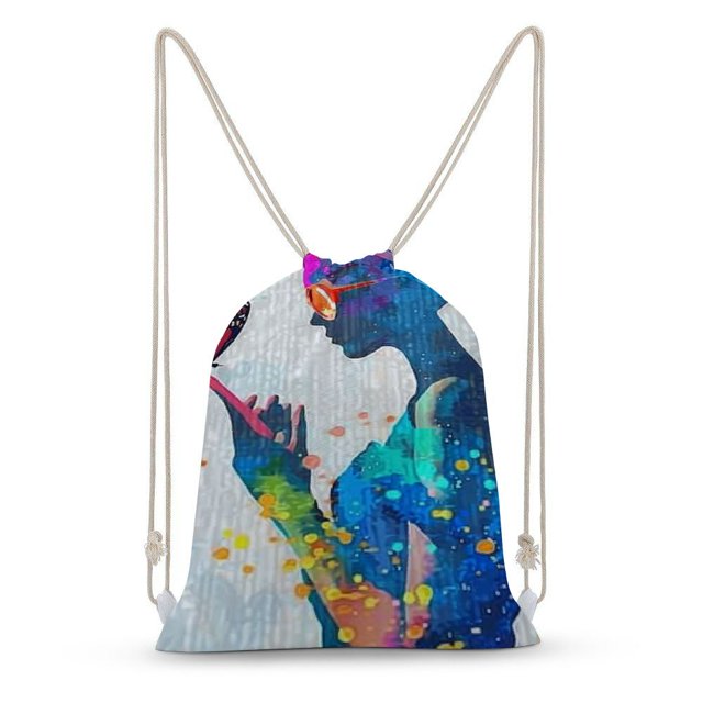 FACANNAP Butterfly Canvas Drawstring Double Shoulder Bag Gift Storage
