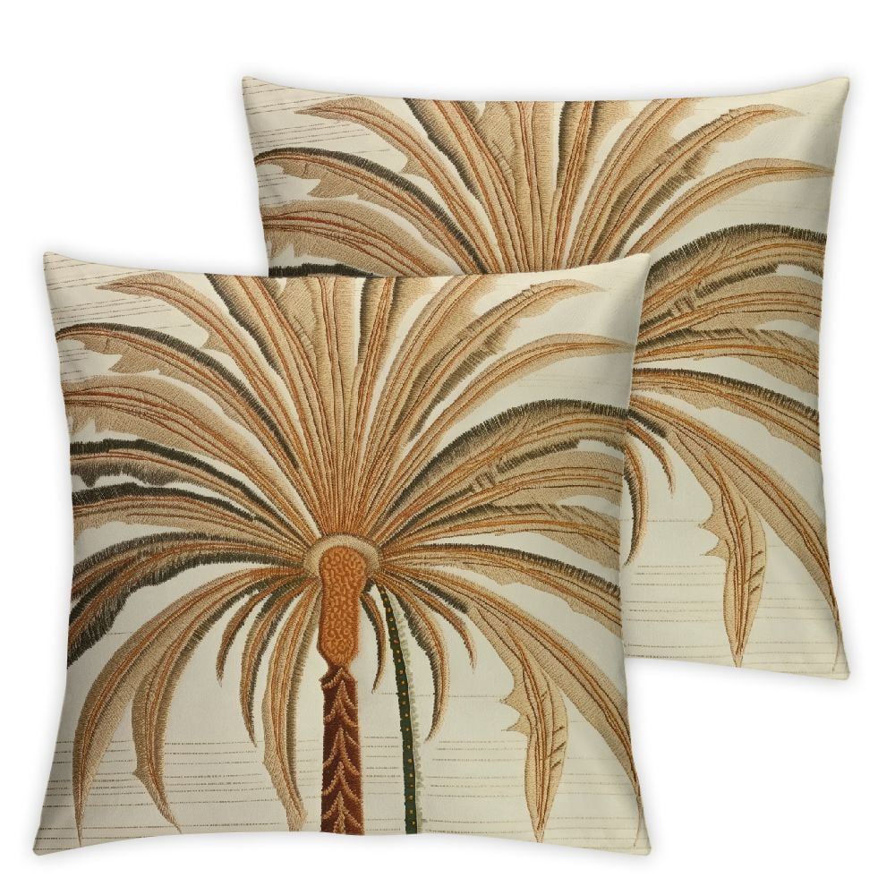 FACANNAP Embroidered Throw Pillow Covers Brown Leaf Decorative