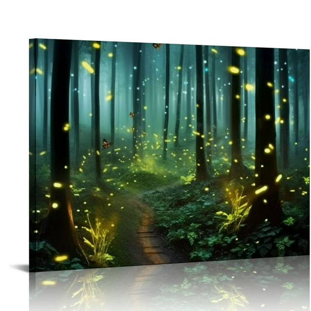 FACANNAP Fireflies Glowing Summer Forest At Night Landscape Photo