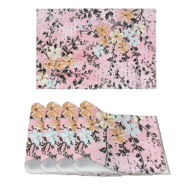 FACANNAP Flowers Leaves Lace Placemats Set of 4 for Party Kitchen