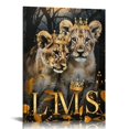 FACANNAP Framed Lion Family Canvas Wall Art The and Queen with Gold