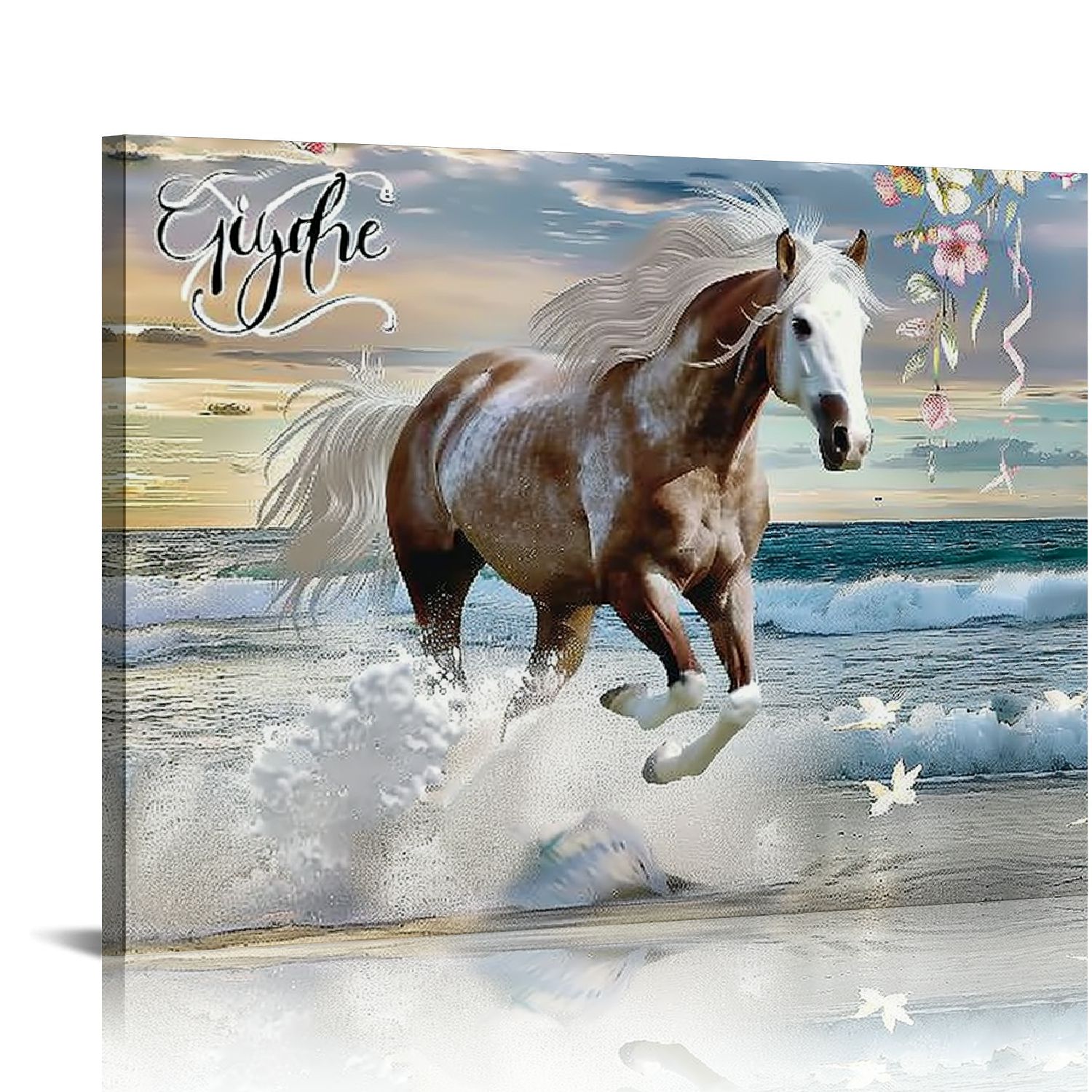FACANNAP Horse Wall Art White Horse Pictures Wall Decor Christian