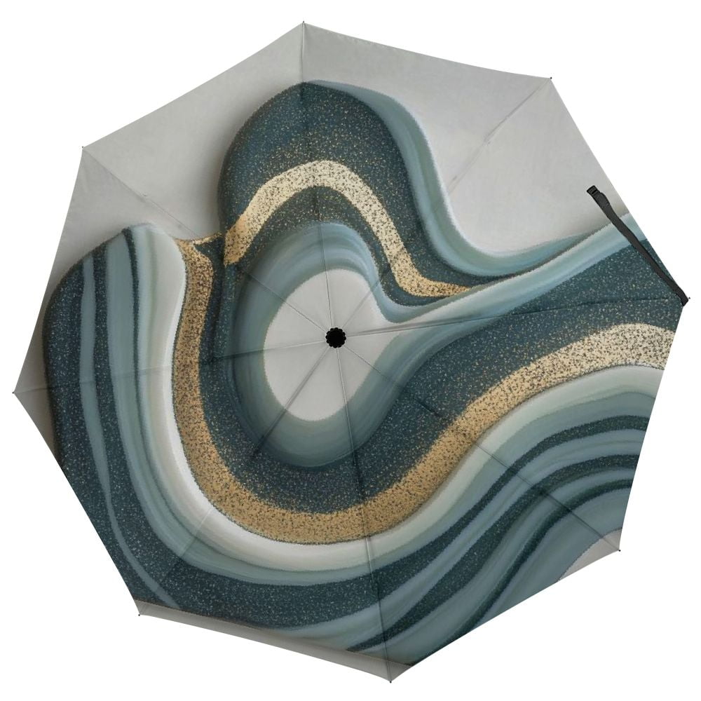 FACANNAP Marble Sculpture ThreeFold Automatic Portable Umbrella for