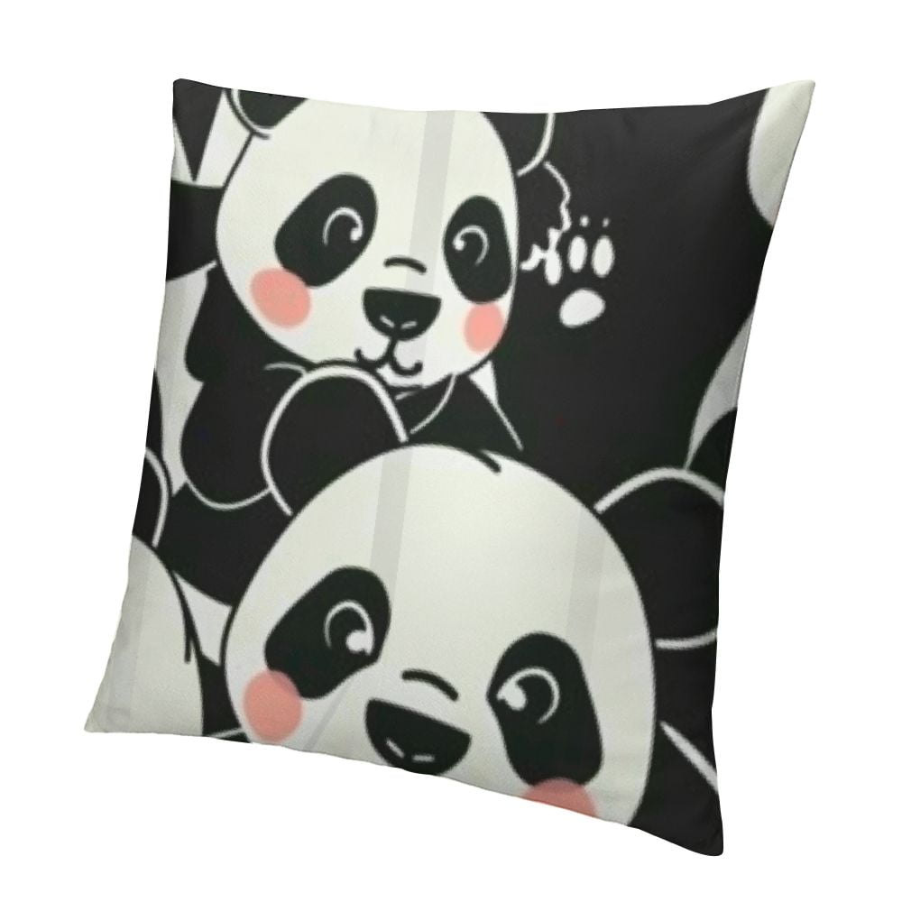 FACANNAP Panda Bears Jigsaw Puzzle Patterns Short Plush Pillowcase