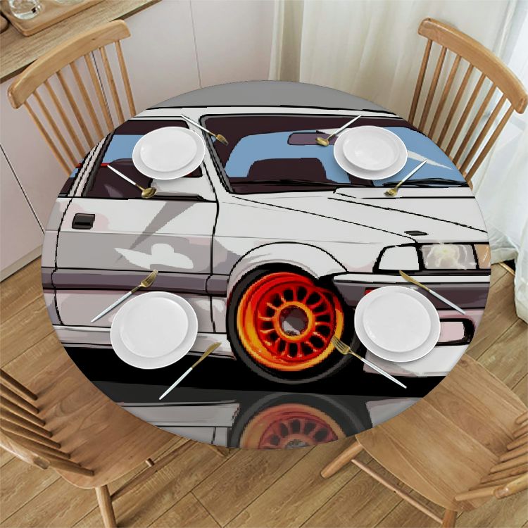 FACANNAP Pixel Art Vehicles Round Tablecloth Outdoor Fitted 100% ...