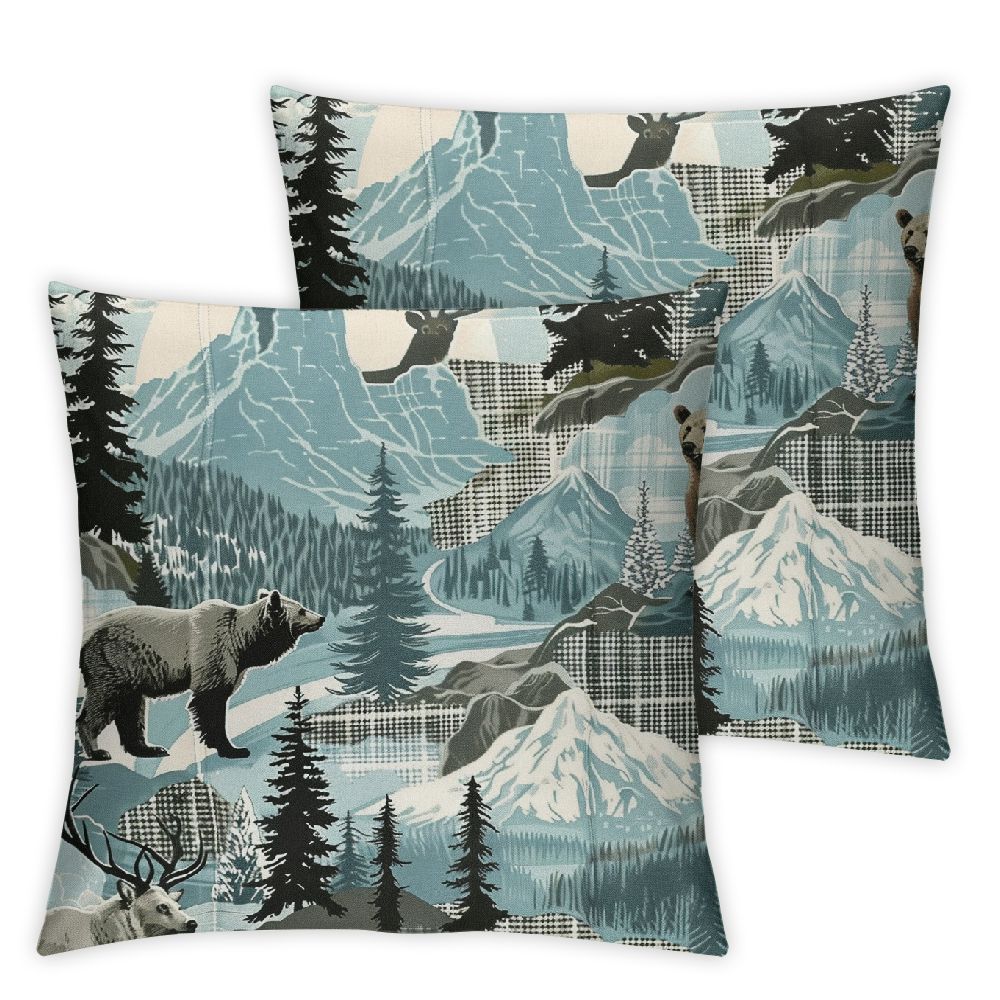 Photo inspiration: Visual Reference: Facannap Plaid Bear Cabin Throw Pillow Covers Rustic Farmhouse Pillow
