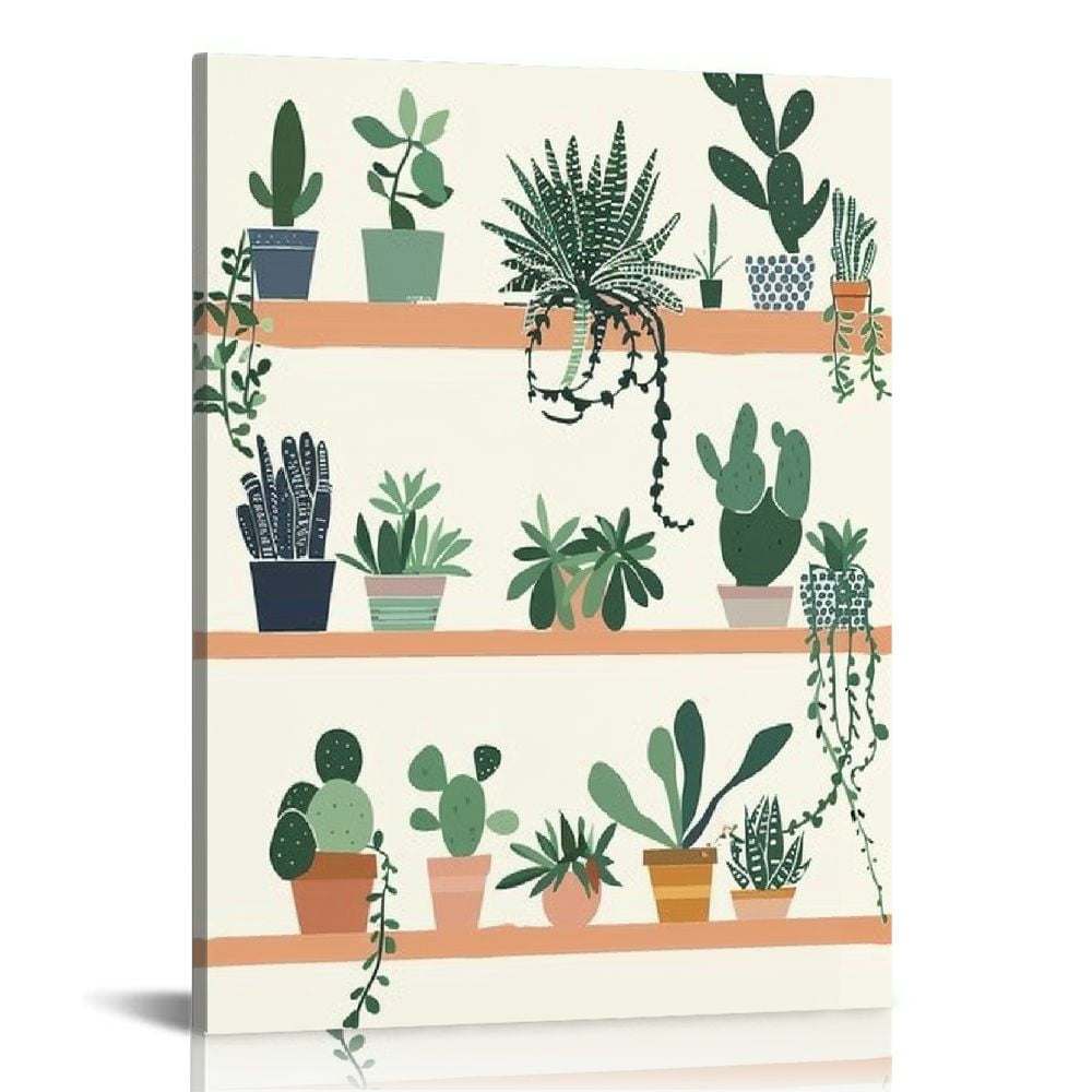Botanical Plant Prints on Canvas in Black Frame