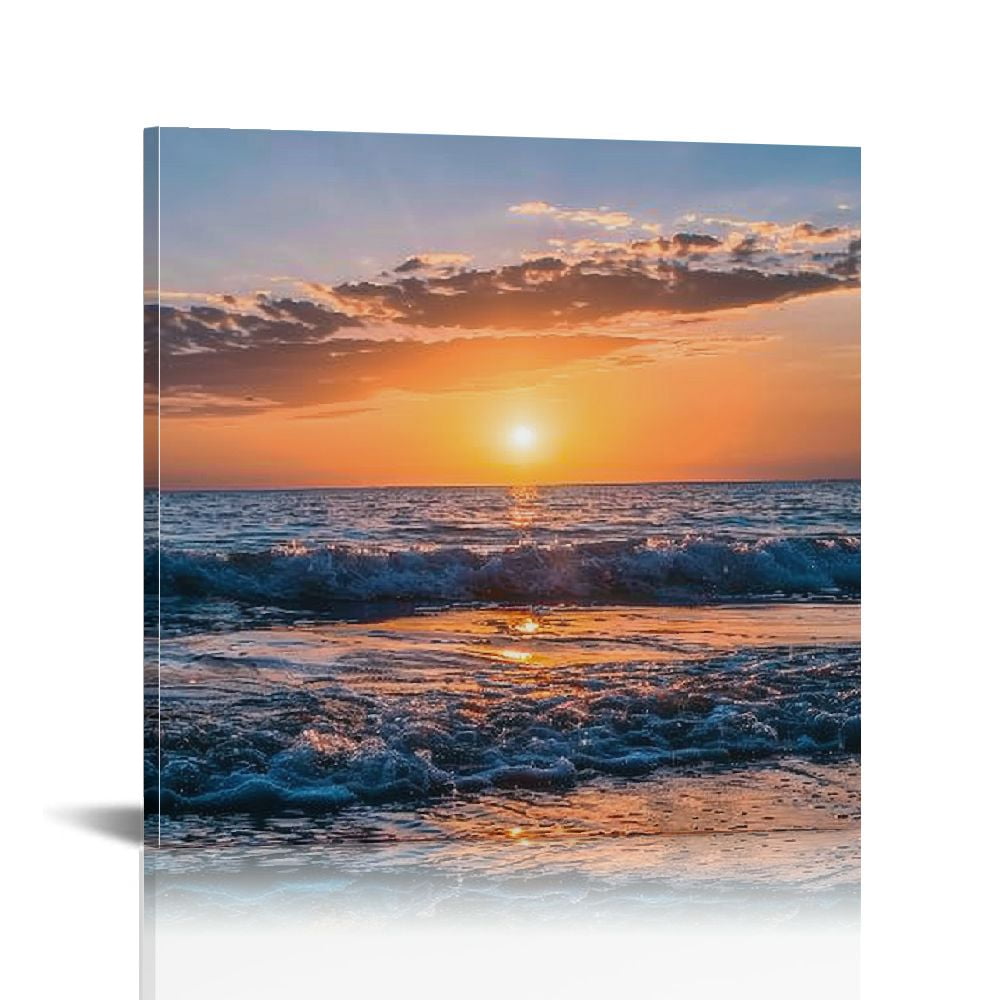 Sunset Ocean Landscape Framed Canvas Print, 20" x 40"