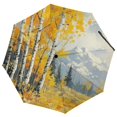 FACANNAP Yellow Leaves ThreeFold Portable Umbrella for Rain and Sun