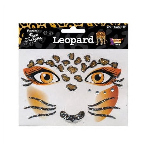 FACE DESIGNS-LEOPARD Face Jewelry Stickers Costume Accessory Set