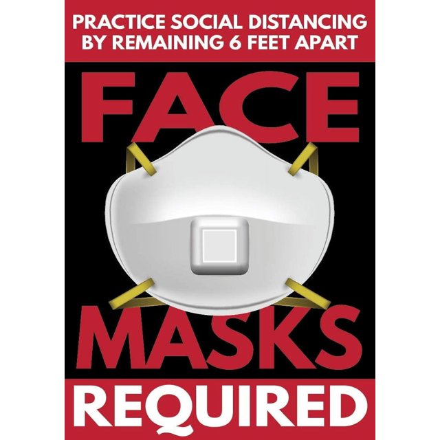 FACE MASK Required Countertop Sign Self Standing RED DMCMASK
