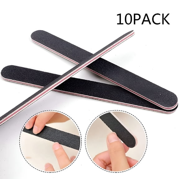 EXLEAF 10 Pcs Double Sided 100/180 Grit Nail File Black Emery Board
