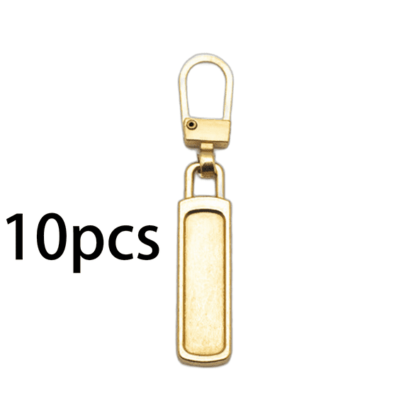 FACEGA 10Pcs Zipper Pull Replacement,Metallic Color Replacement Zipper,Full Texture Detachable Zipper Heads,Strip Gold